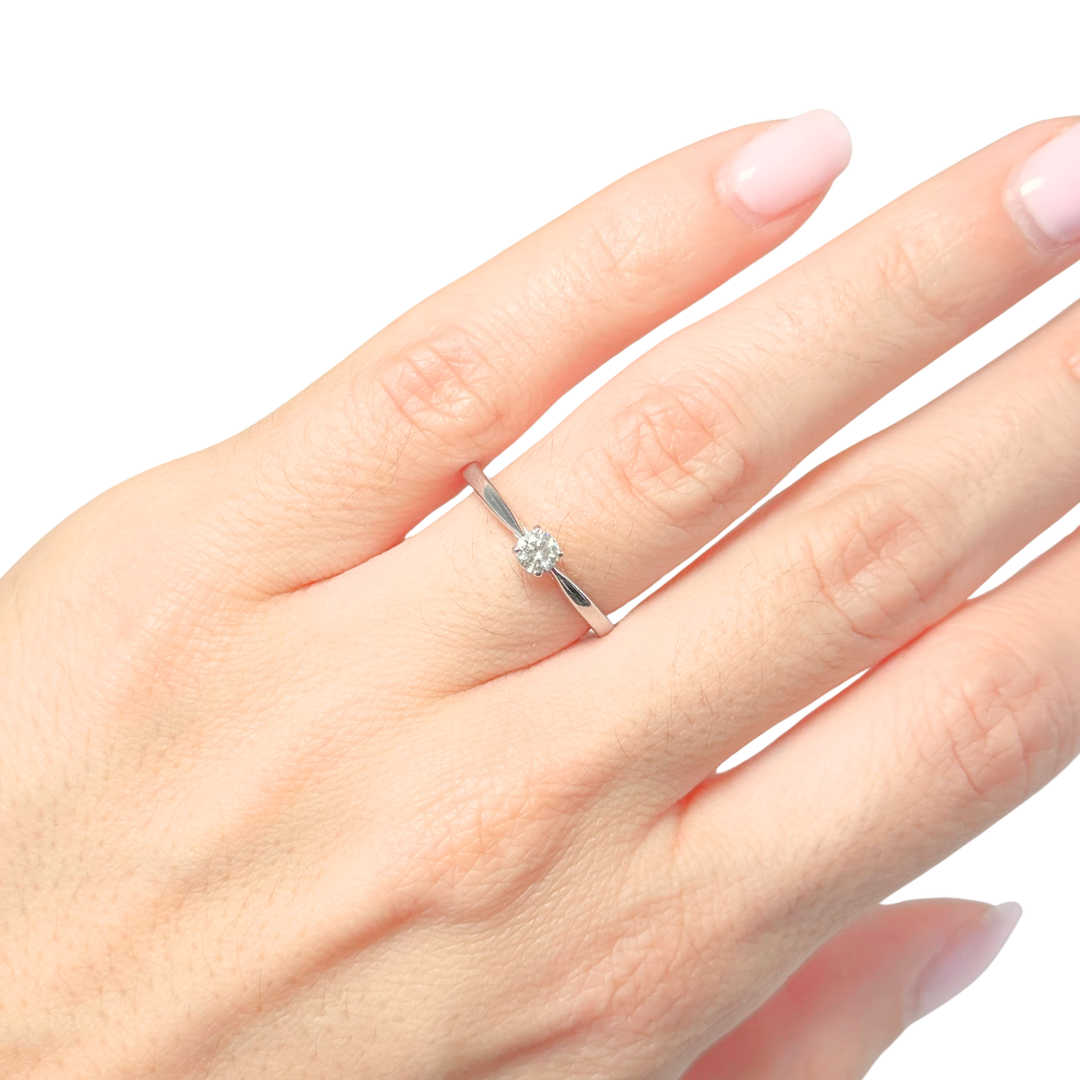 Bague Solitaire - Or Blanc 750 & Diamant