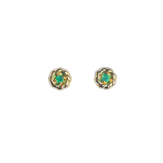 Boucles D'oreilles Florales - Or Jaune 750 & Émeraudes