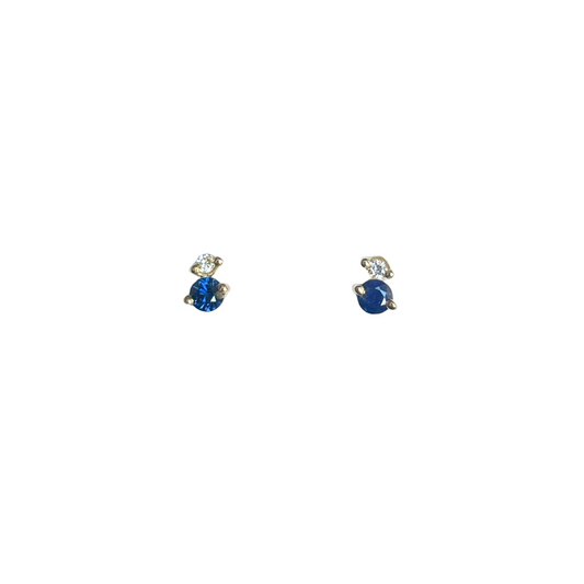 Boucles D'oreilles Puces - Or Jaune 750 Saphirs & Diamants