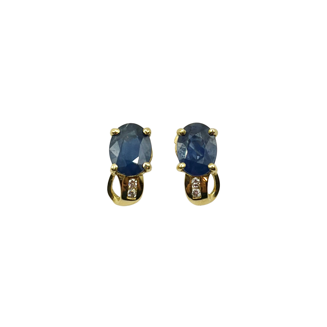 Boucles D'oreilles  - Or Jaune 750 Saphirs & Diamants