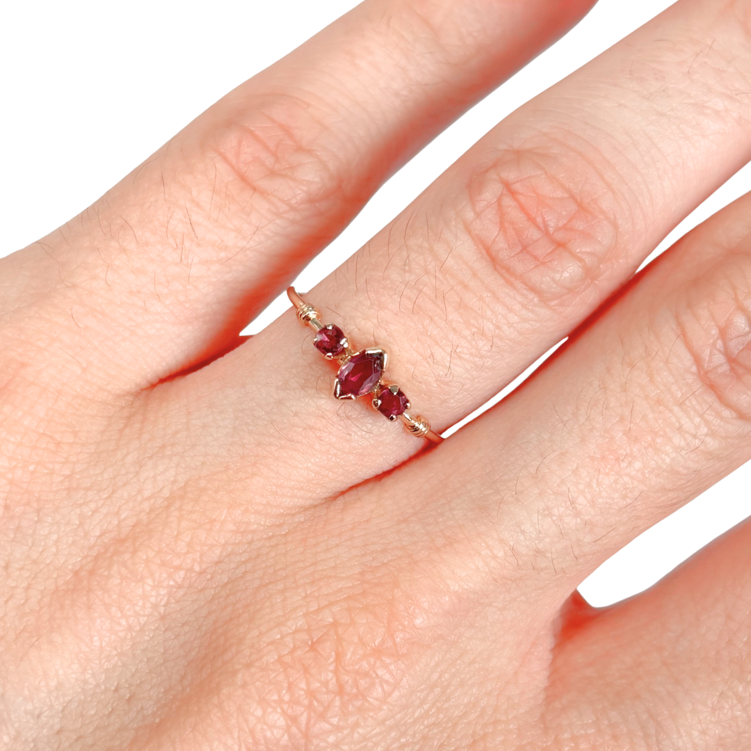 Bague Vintage Trilogie - Or Jaune 750 & Tourmalines