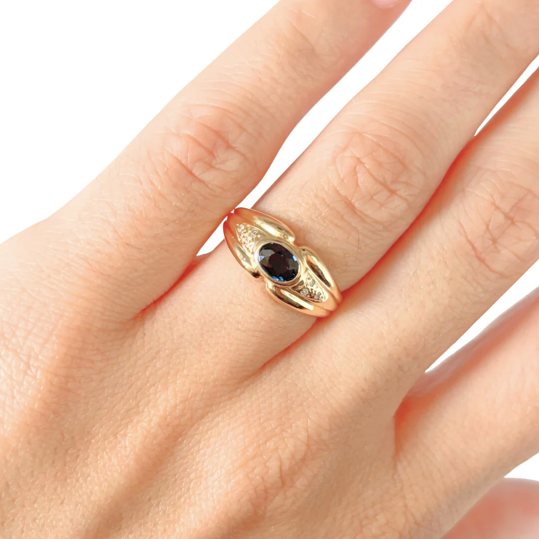 Bague Jonc - Or Jaune 750 & Saphir