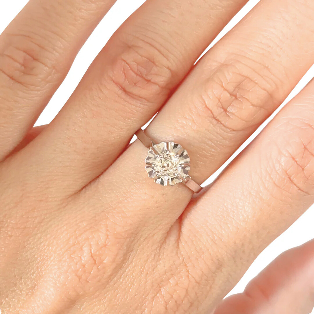 Bague Solitaire Vintage - Or Blanc 750 & Diamant