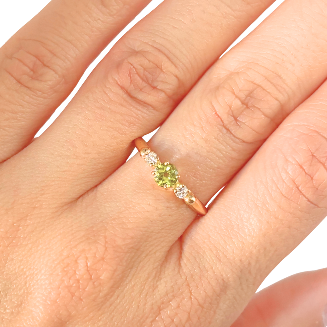 Bague Ponyo - Or Jaune 750 Péridot & Diamants