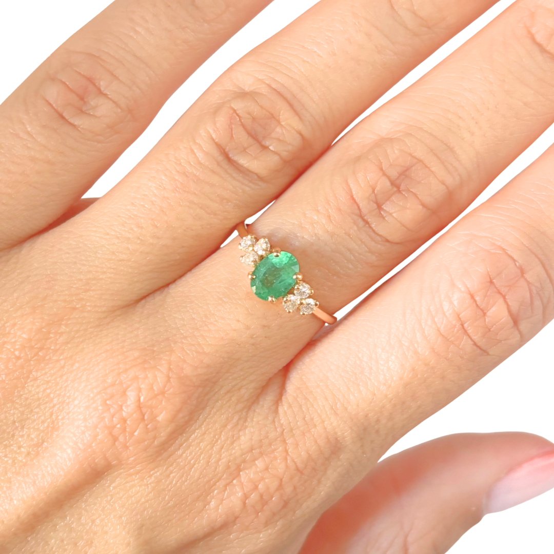 Bague Nausicaä Mini - Or Jaune 750 Émeraude & Diamants