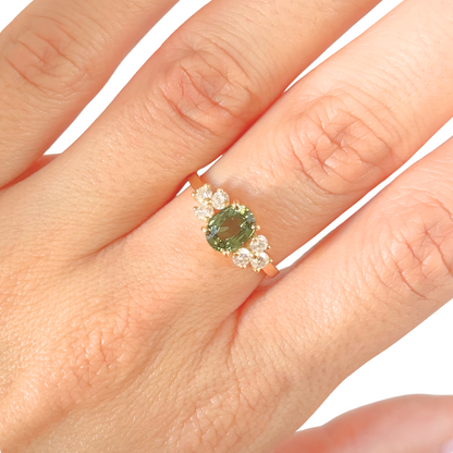 Bague Nausicaä Médium - Or Jaune 750 Saphir Vert & Diamants