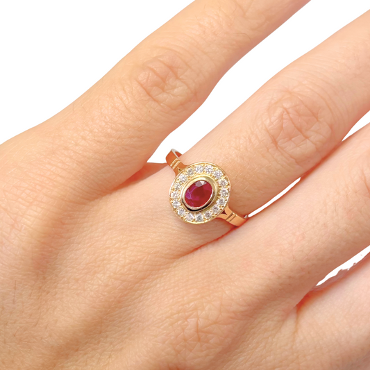 Bague Marguerite - Or Jaune 750 Rubis & Diamants