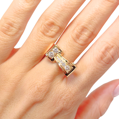 Bague Tank - Or Jaune 750 & Diamants