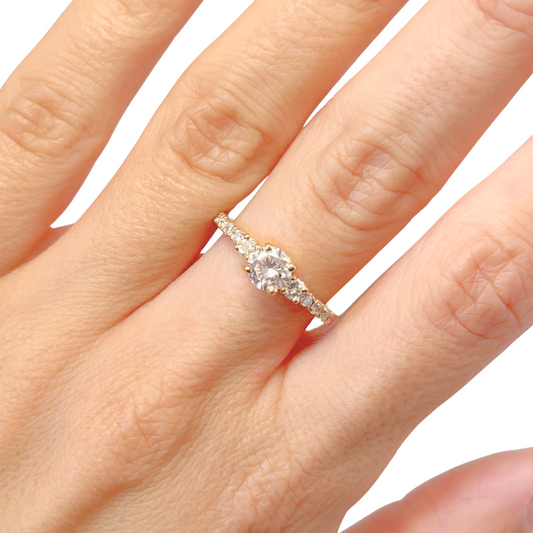 Bague Solitaire - Or Jaune 750 & Diamants