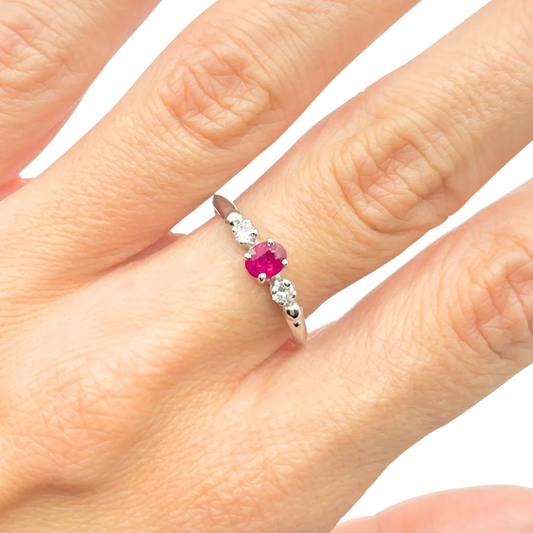 Bague Ponyo - Or Blanc 750 Rubis & Diamants