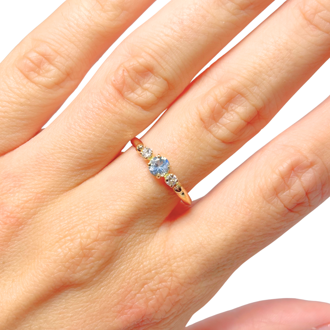 Bague Ponyo - Or Jaune 750 Aigue-Marine & Diamants