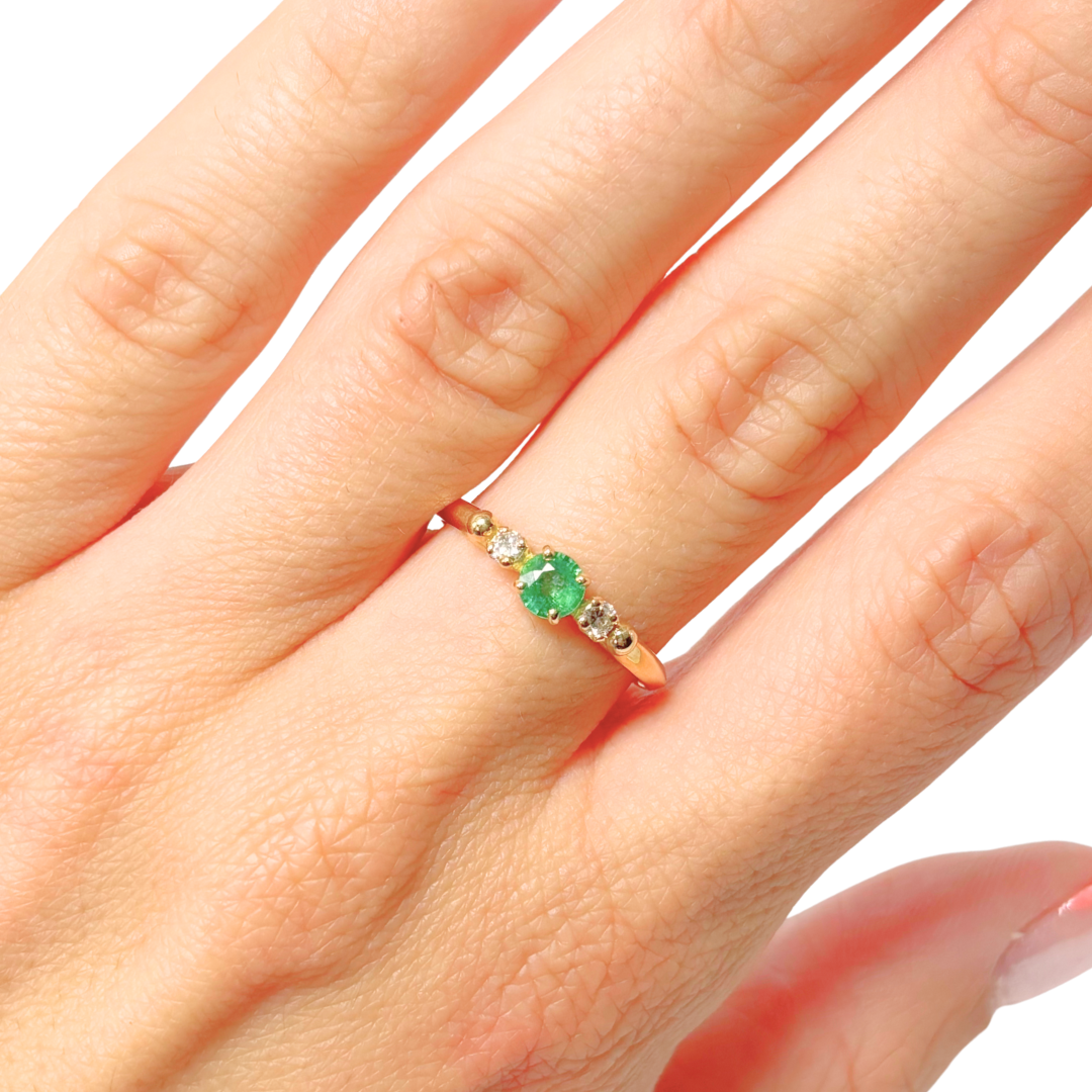 Bague Ponyo - Or Jaune 750 Émeraude & Diamants