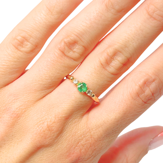 Bague Ponyo - Or Jaune 750 Émeraude & Diamants