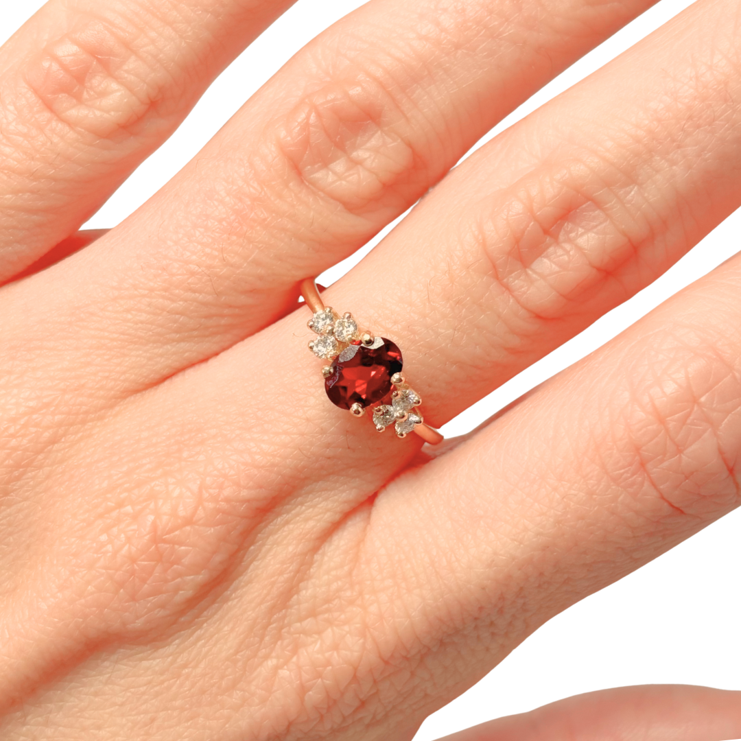 Bague Nausicaä Mini - Or Jaune 750 Grenat & Diamants