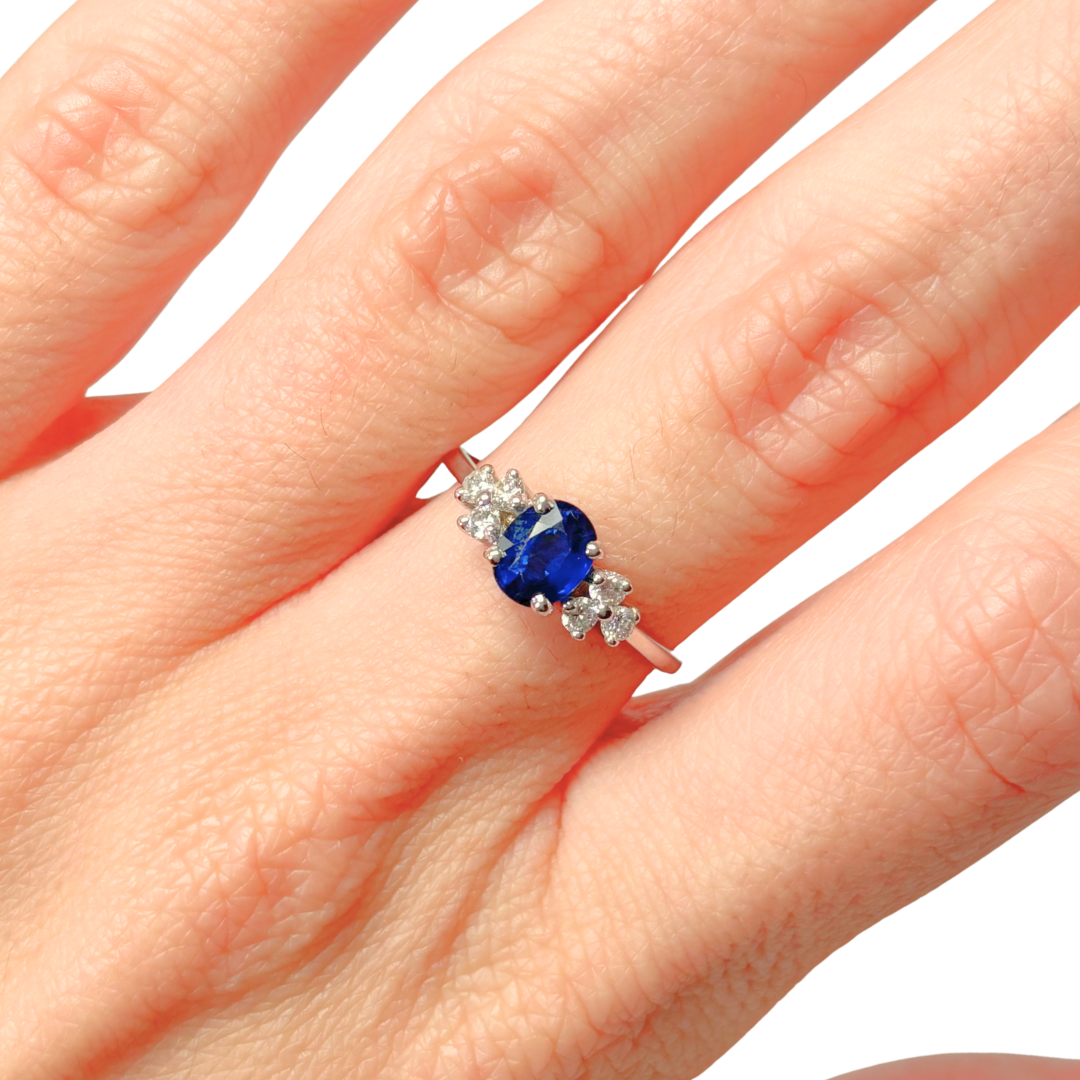 Bague Nausicaä Mini - Or Blanc 750 Saphir & Diamants