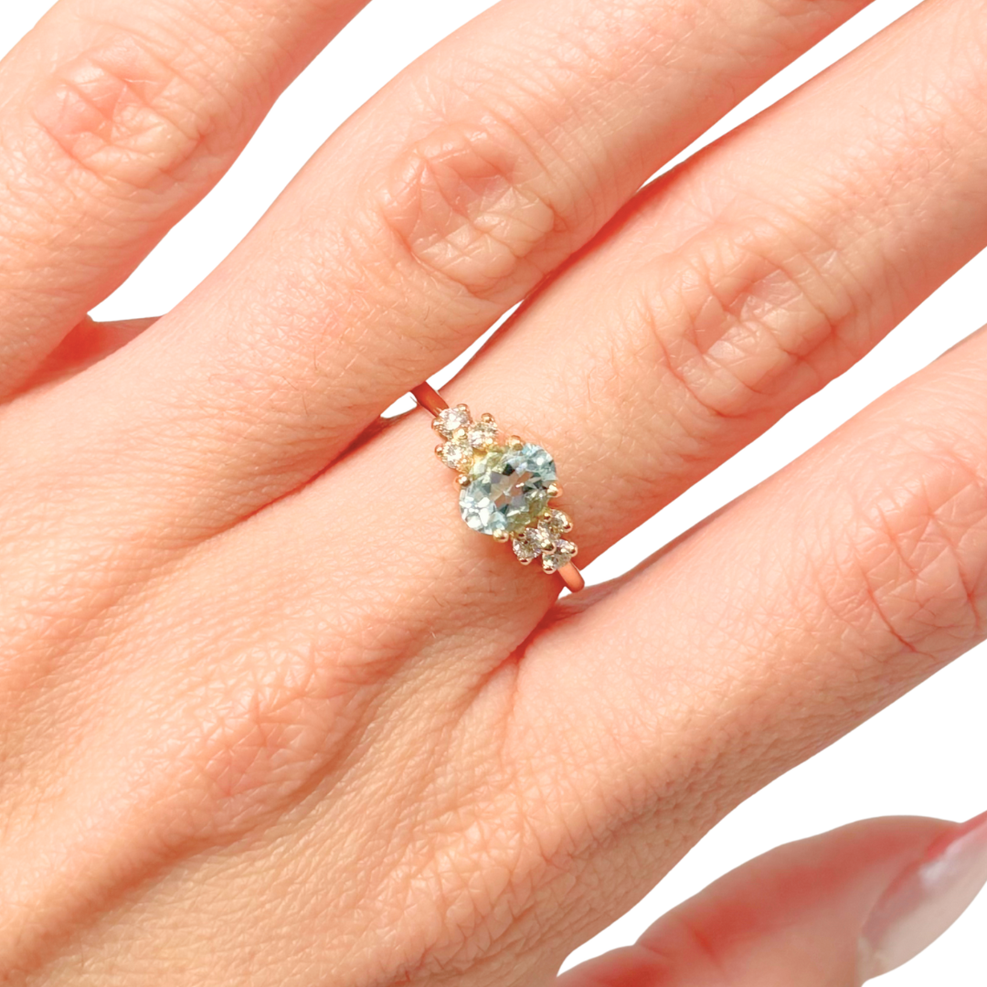 Bague Nausicaä Mini - Or Jaune 750 Aigue-Marine & Diamants