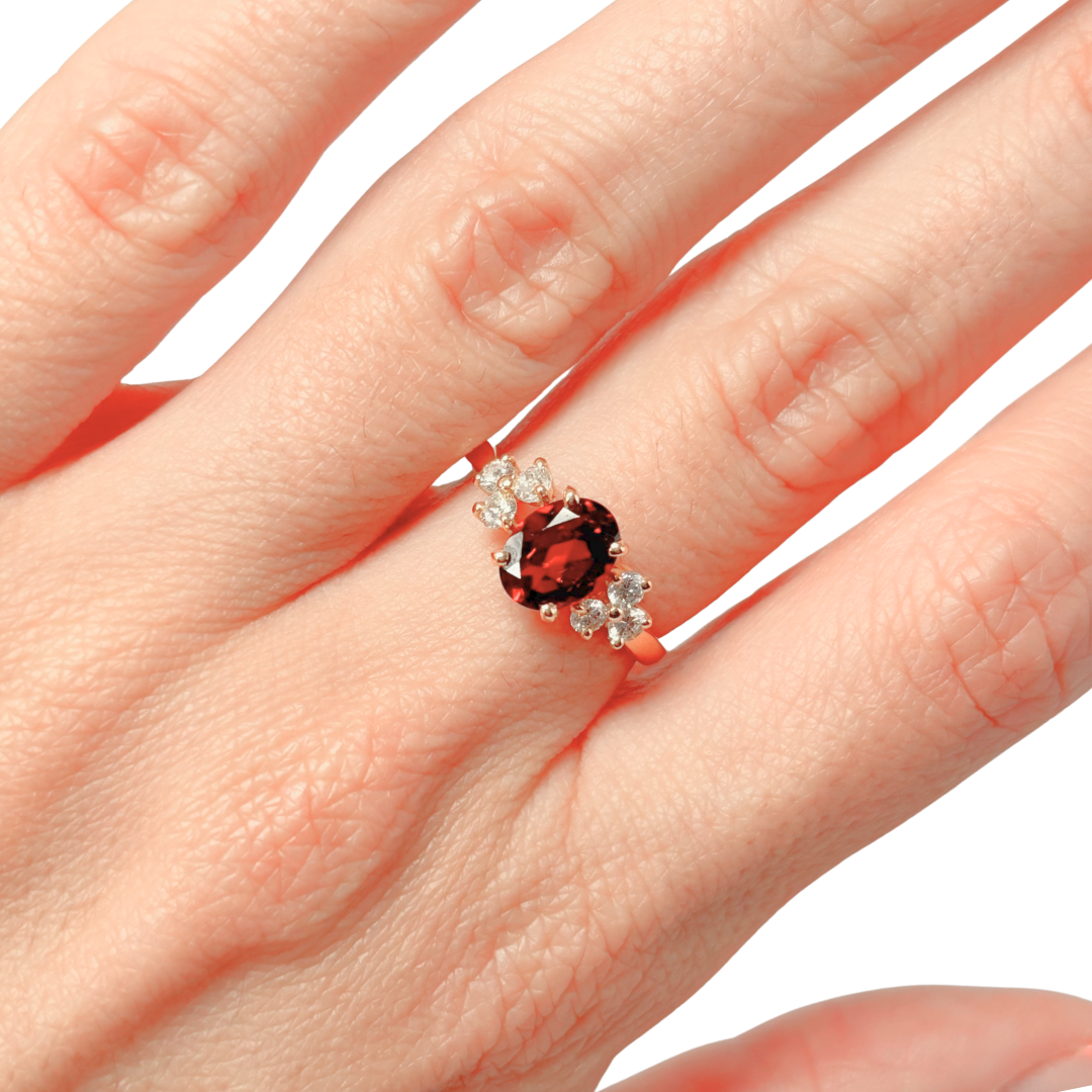 Nausicaä Ring - 750 Yellow Gold Garnet &amp; Diamonds