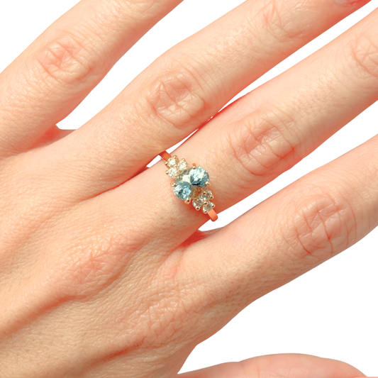 Bague Nausicaä Medium - Or Jaune 750 Aigue-Marine & Diamants