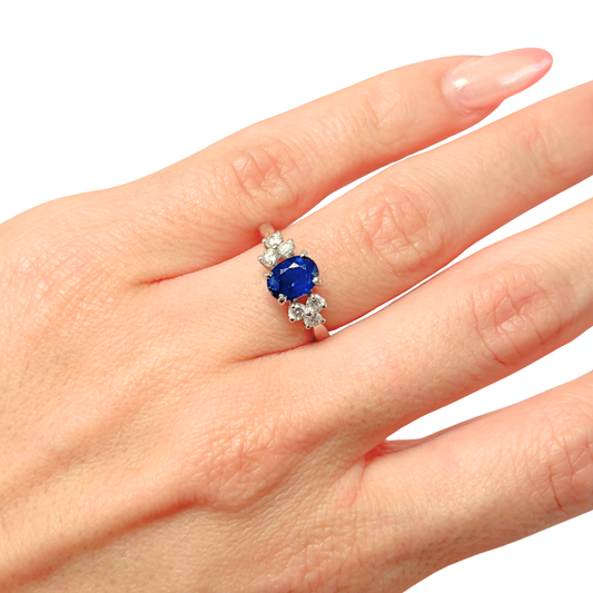 Bague Nausicaä Médium - Or Blanc 750 Saphir & Diamants