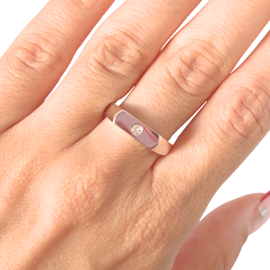 Bague Chevalière - Or Blanc 750 & Diamant