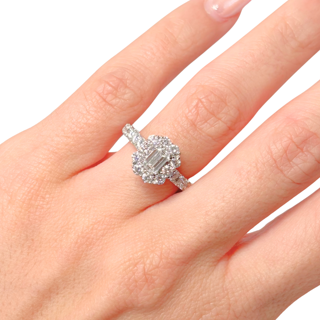 Bague Solitaire - Or Blanc 750 & Diamants