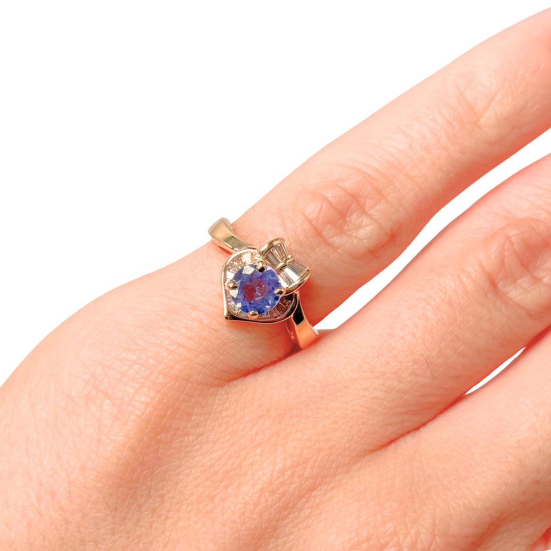 Bague Coeur - Or Jaune 750 Tanzanite & Diamants