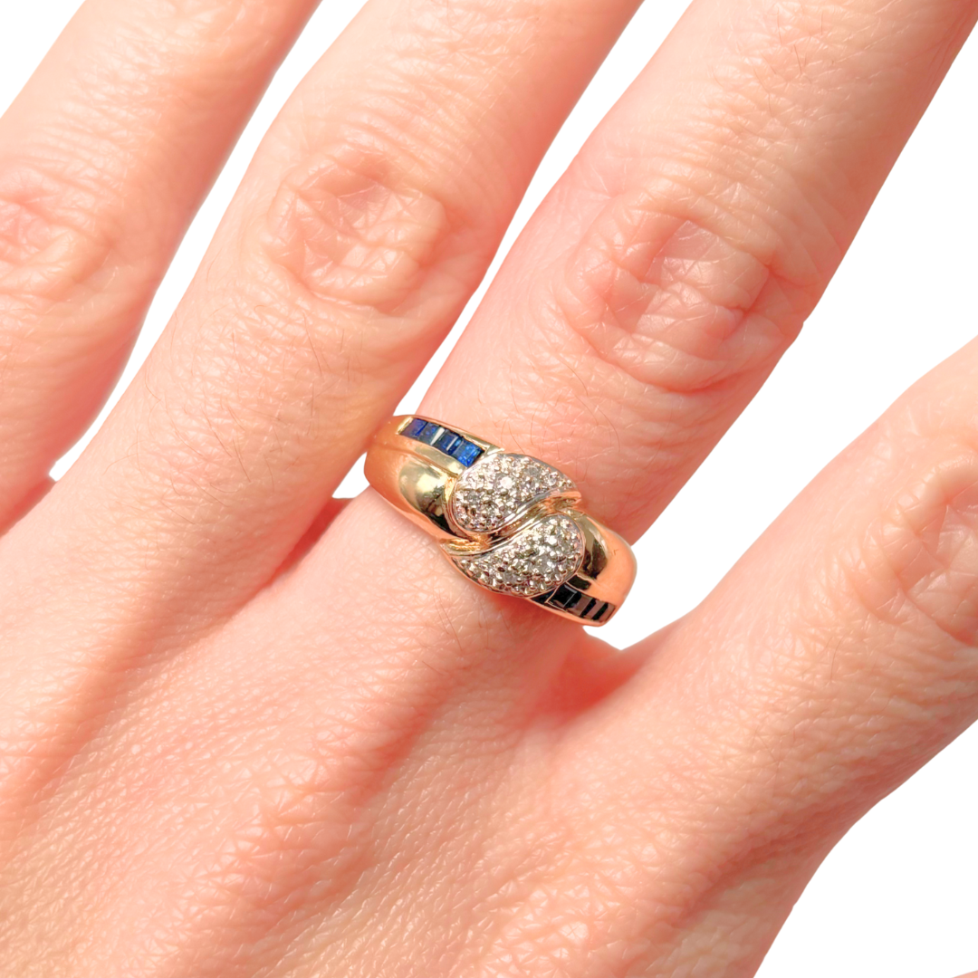 Bague Noeud - Or Jaune 750 Saphirs & Diamants