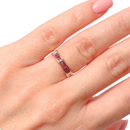 Bague Alliance - Or Jaune 750 Rubis & Diamants