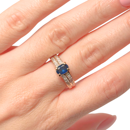 Bague Jonc - Or Jaune 750 Saphir & Diamants