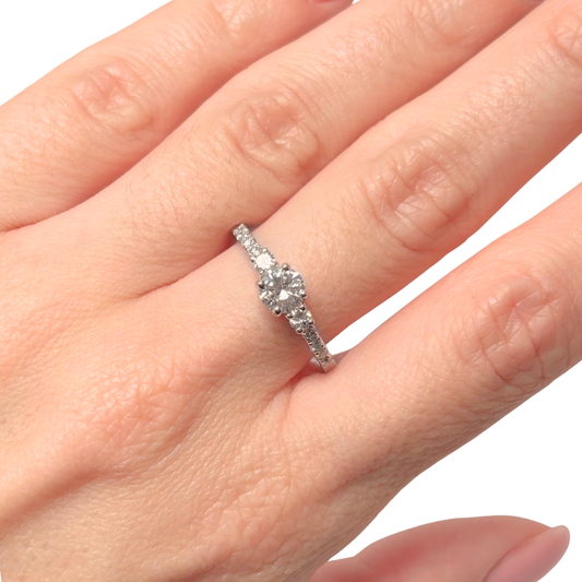 Bague Solitaire - Or Blanc 750 & Diamants