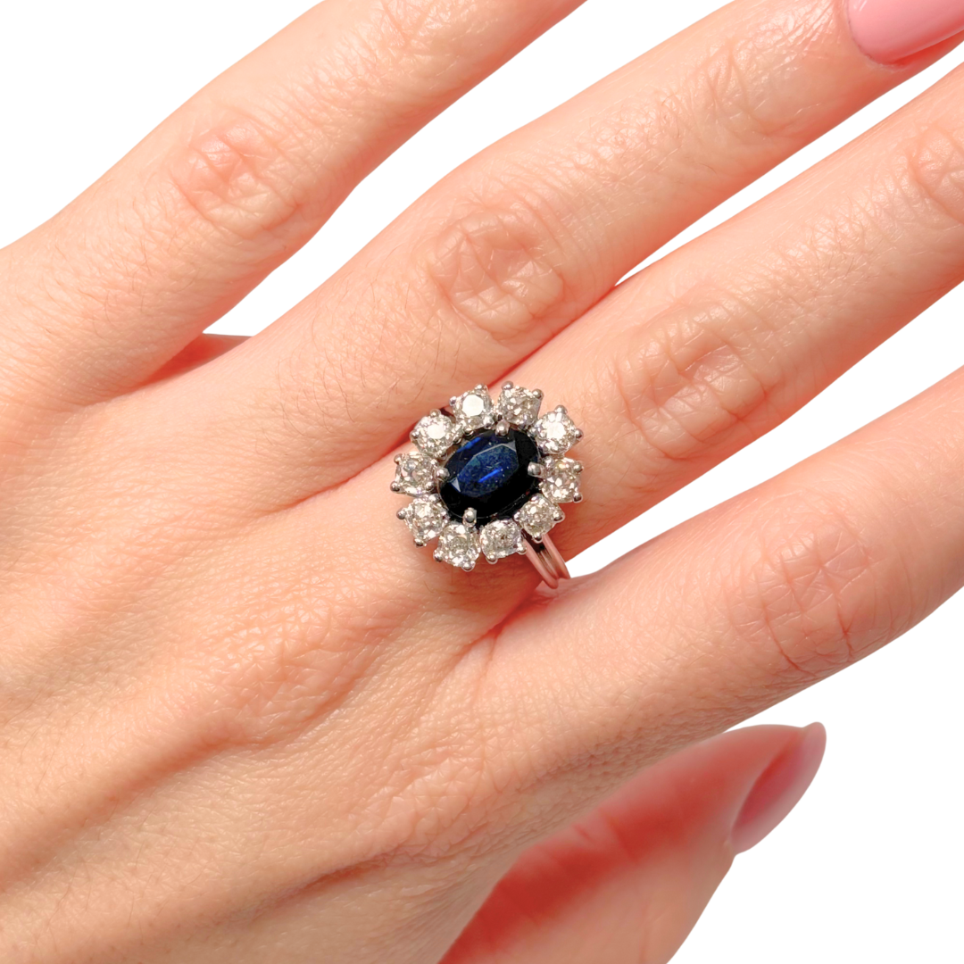 Bague Marguerite - Or Blanc 750 Saphir & Diamants