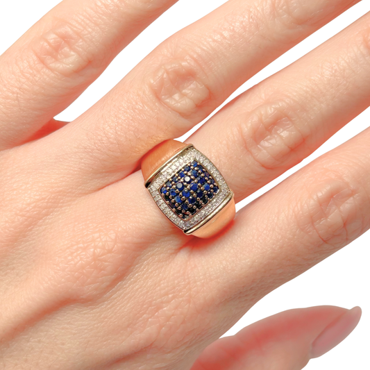 Bague Pavée - Or Jaune 750 Saphirs & Diamants