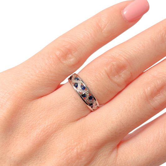 Bague Vague - Or Blanc 750 & Saphirs