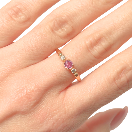 Bague Ponyo - Or Jaune 750 Saphir Rose & Diamants