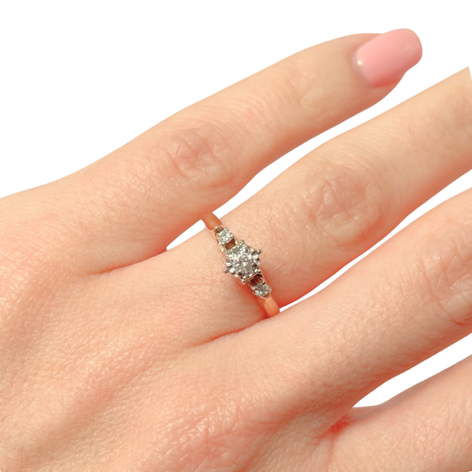 Bague Solitaire Vintage - Or Jaune/Blanc 585 & Diamants