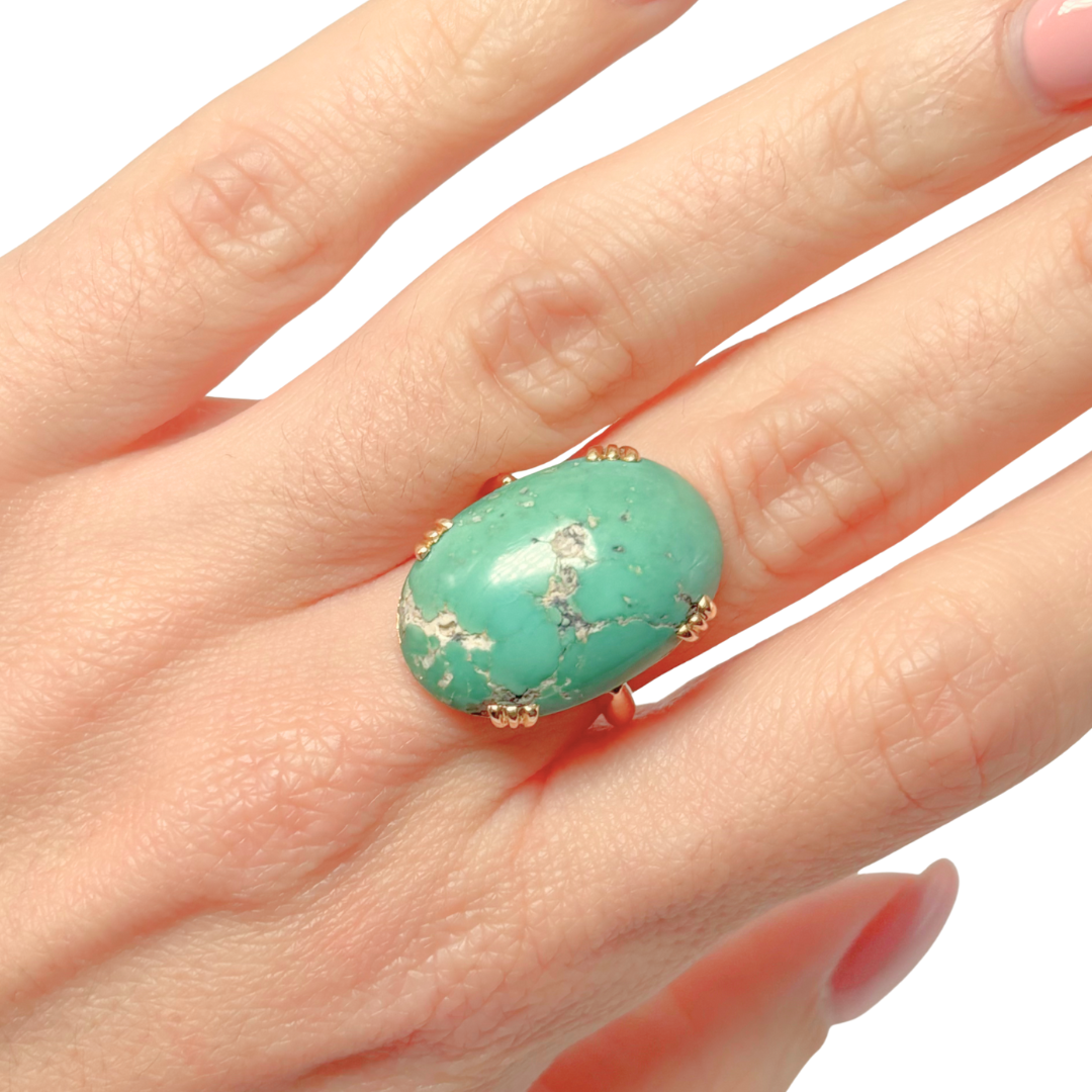 Bague Vintage - Or Jaune 750 & Turquoise