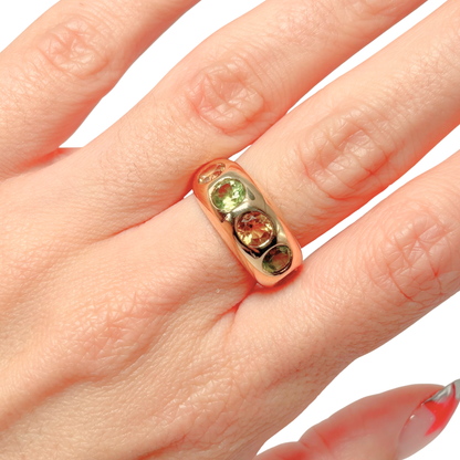 Bague Jonc - Or Jaune 750 Citrines & Péridots