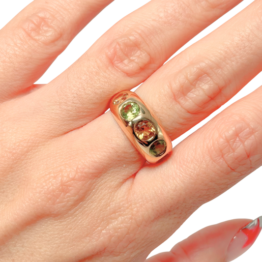 Bague Jonc - Or Jaune 750 Citrines & Péridots