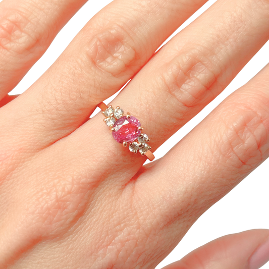 Bague Nausicaä Médium - Or Jaune 750 Saphir Rose & Diamants