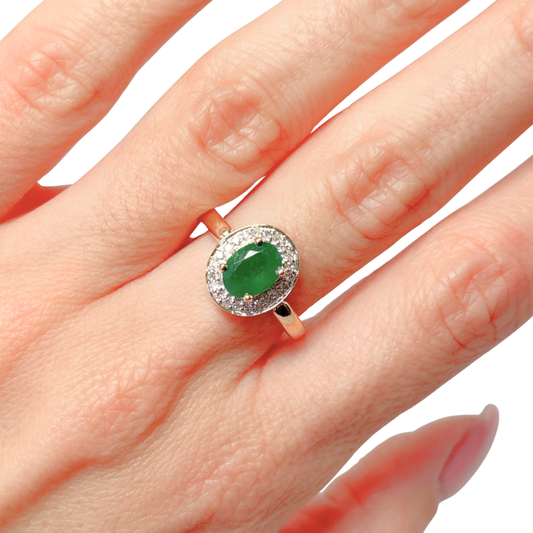 Bague Marguerite - Or Jaune/Blanc 750 Émeraude & Diamants