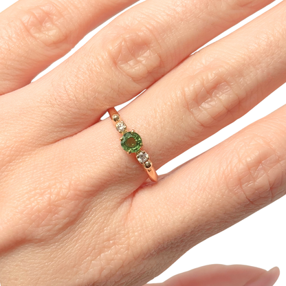 Bague Ponyo - Or Jaune 750 Saphir Vert & Diamants