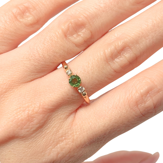 Bague Ponyo - Or Jaune 750 Saphir Vert & Diamants