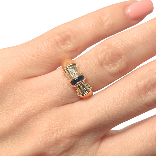 Bague Noeud - Or Jaune 750 Saphirs & Diamants