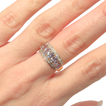 Bague Rivière - Or Jaune 750 Tanzanites & Diamants