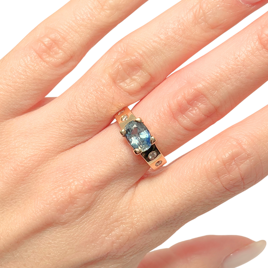 Bague Jonc - Or Jaune 750 Saphir & Diamants