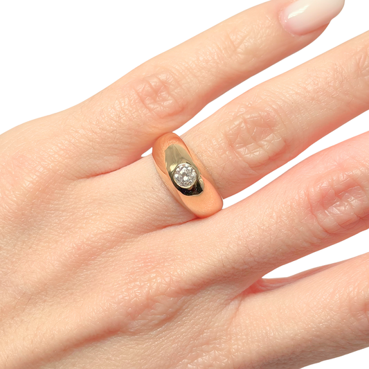 Bague Jonc - Or Jaune 750 & Diamant