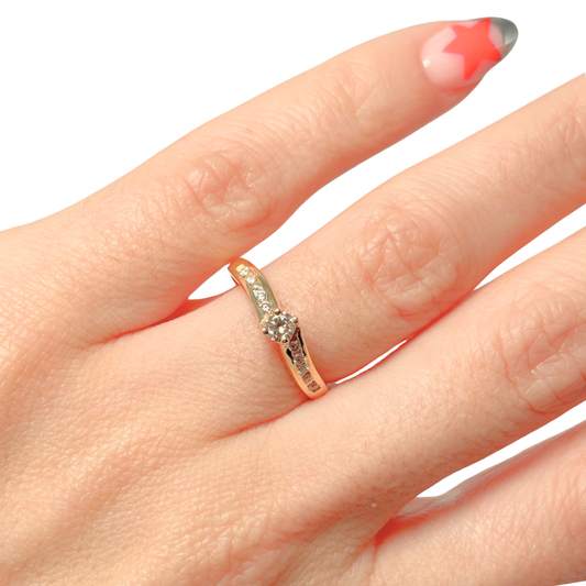 Bague Solitaire - Or Jaune 750 & Diamants