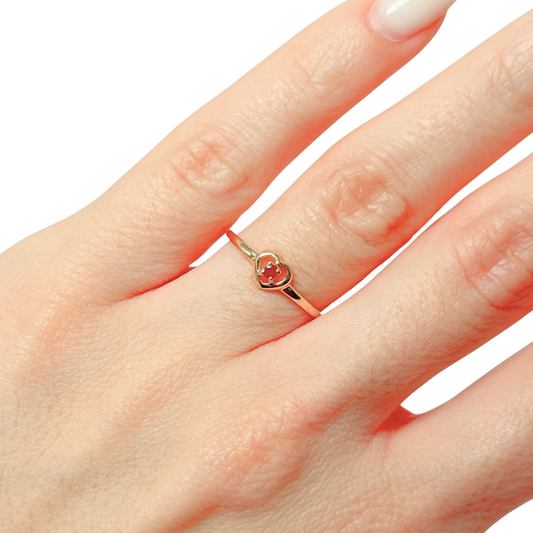 Bague Coeur - Or Jaune 750 & Rubis