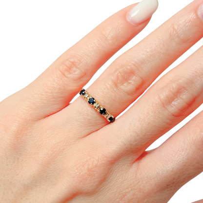 Bague Alliance - Or Jaune 750 Saphirs & Diamants