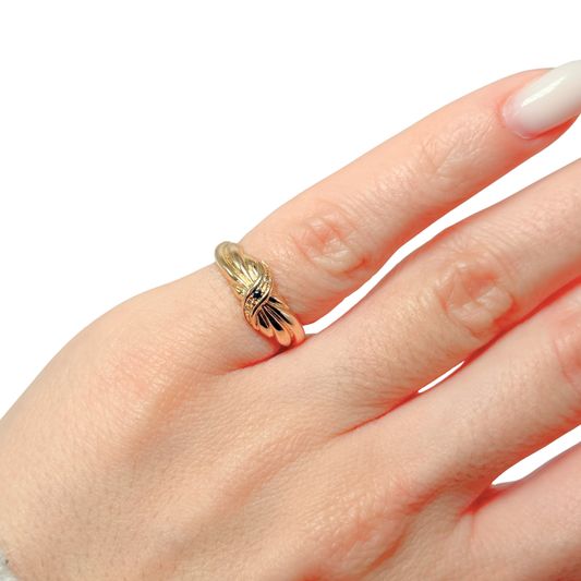 Bague Jonc - Or Jaune 750/1000 Saphir & Diamants